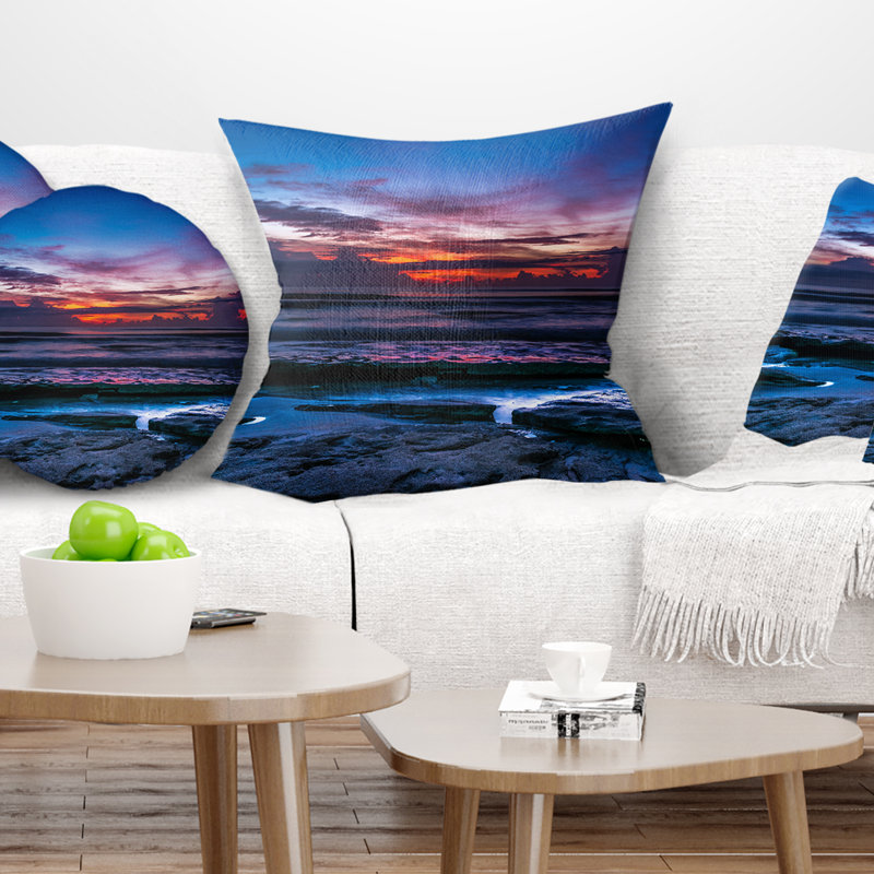 Coussin lombaire pour aube de plage exotiques, Carrée 18 po x 18 po