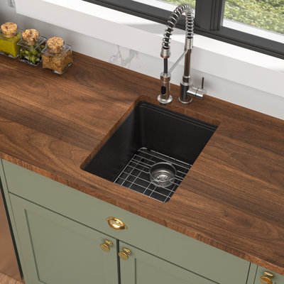Undermount Workstation Single Bowl Granite Composite Kitchen Sink with Colander, Cutting Board,Basket Strainer and Dish-Drying Rack