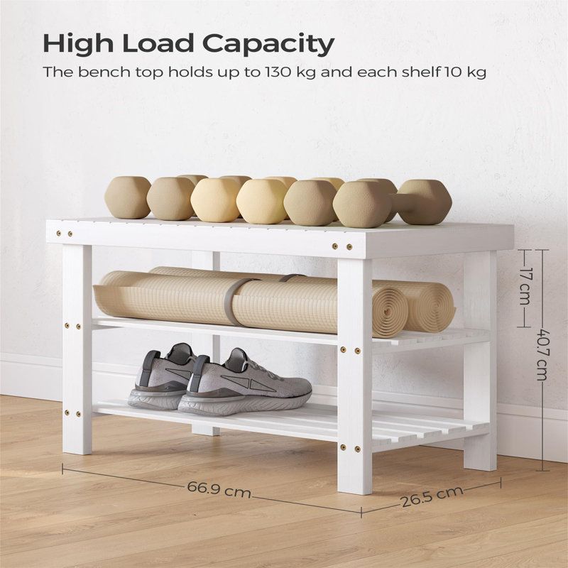 8 Pair Stackable Shoe Storage Bench, White