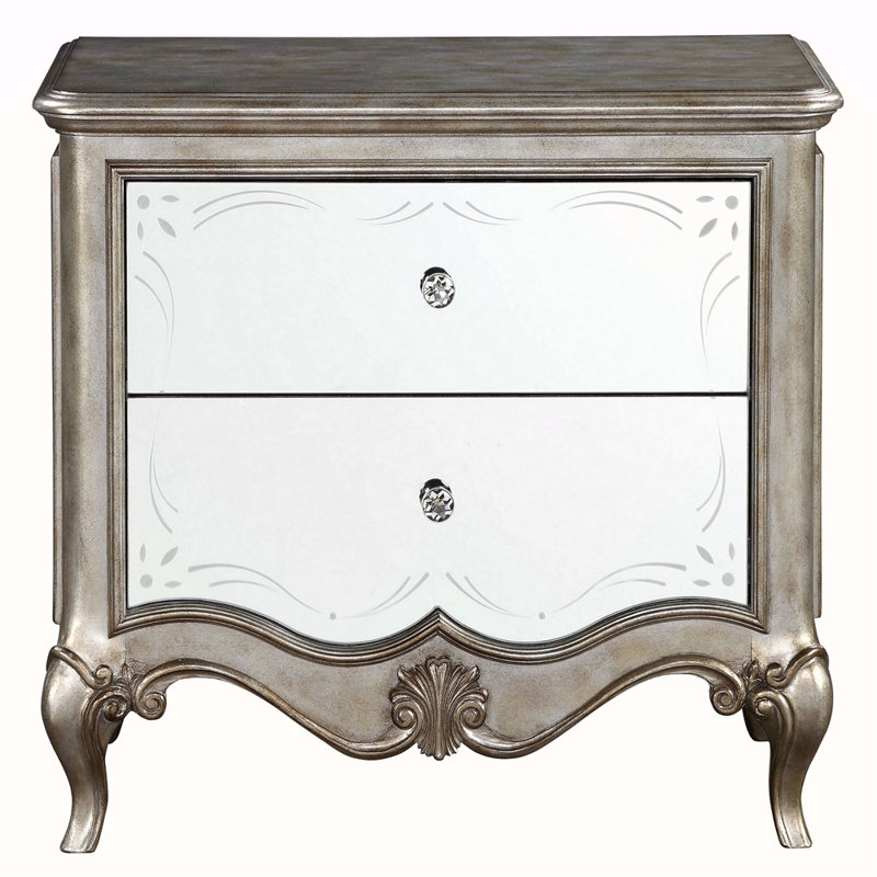 Antique Champagne 2-Drawer Nightstand