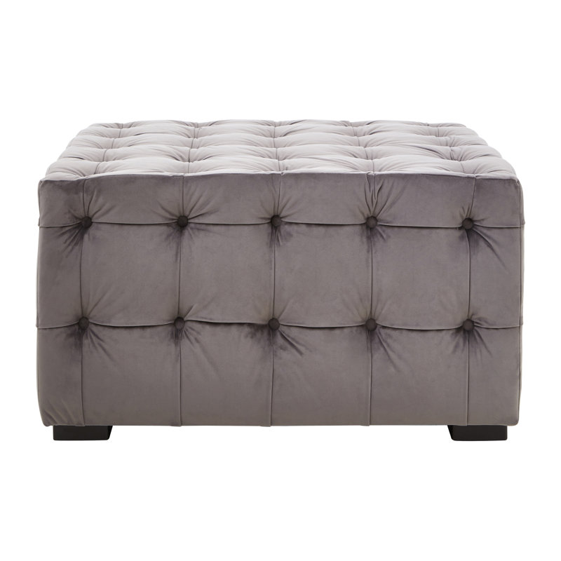 Fairborn 85cm Wide Tufted Square Solid Colour Standard Ottoman, Grey