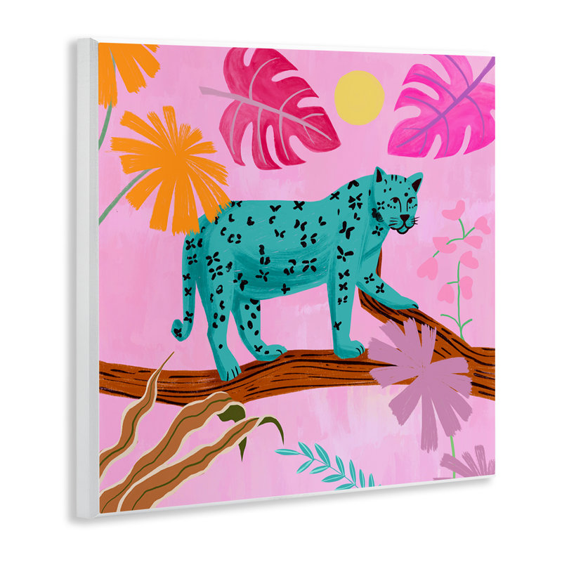 Patterned Leopard on Branch Wall Plaque Art by Juliet Rose Philips
