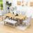6-Piece Extendable Dining Table Set with Removable Leaf and Upholstered Dining Chair and Bench-96010408-96010407-96010409