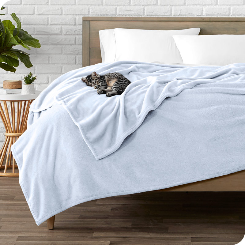 Bare Home Microplush Fleece Blanket - Fuzzy, Warm, Bed/Throw Blanket, Blue Mist, King