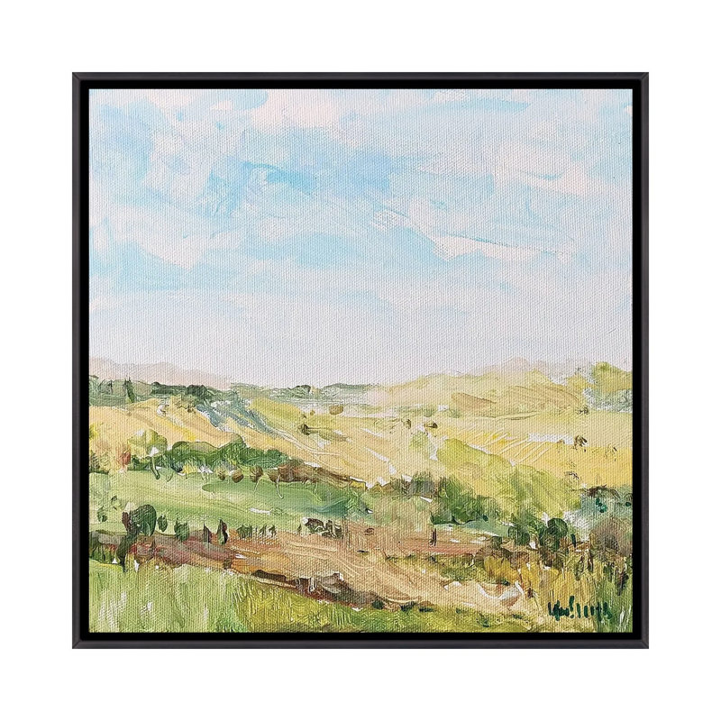 Paysage français - reproduction d'art murale - toile encadrée, 18 po x 18 po, Toile avec cadre, Noir patiné