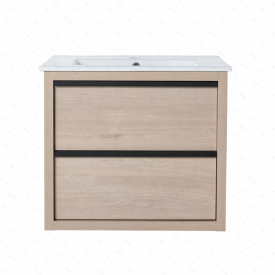 Meuble-lavabo 24 po avec 2 tiroirs à fermeture en douceur, lavabo en céramique blanche - BVA02524PLO-G-BL9060B (W1286S00034)