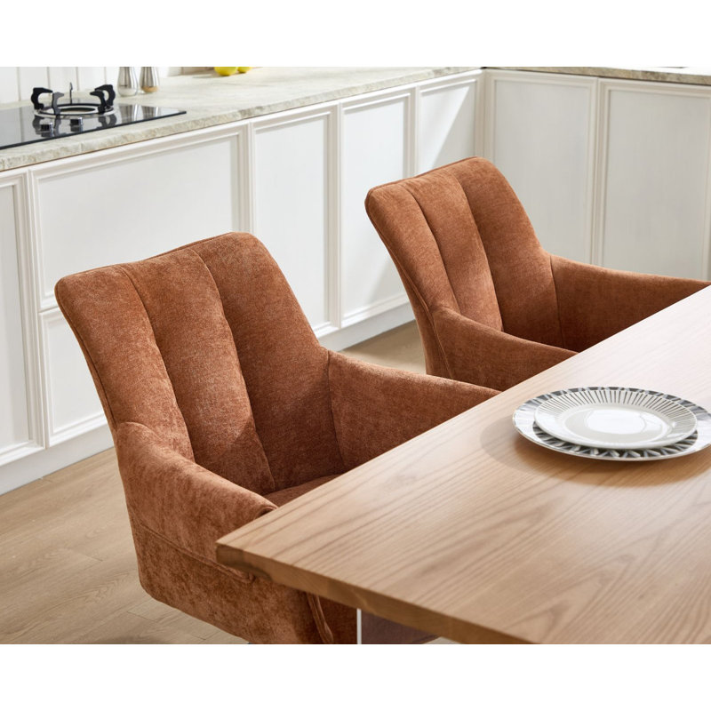 50cm H Upholstered Dining Chair, Brown, Brown