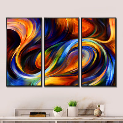 Realms Of Inner Paint - Abstract Framed Canvas Wall Art Set Of 3