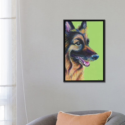 «German Shepherd On Lime» par Kirstin Wood, impression sur toile