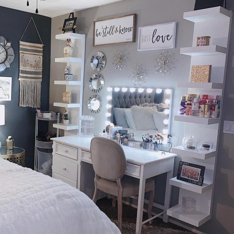 Miroir de maquillage / rasage Hollywood, H 23,6 po x l 31,5 x P 6,3 po