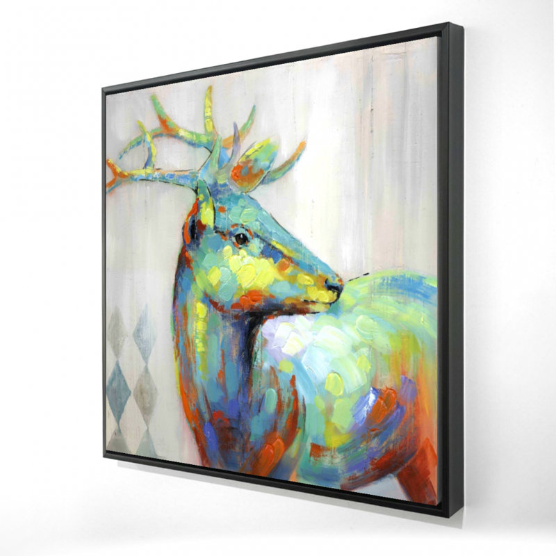 «Abstract Color Spots Deer» sur toile, H 36 po x l 36 po x P 1,5 po