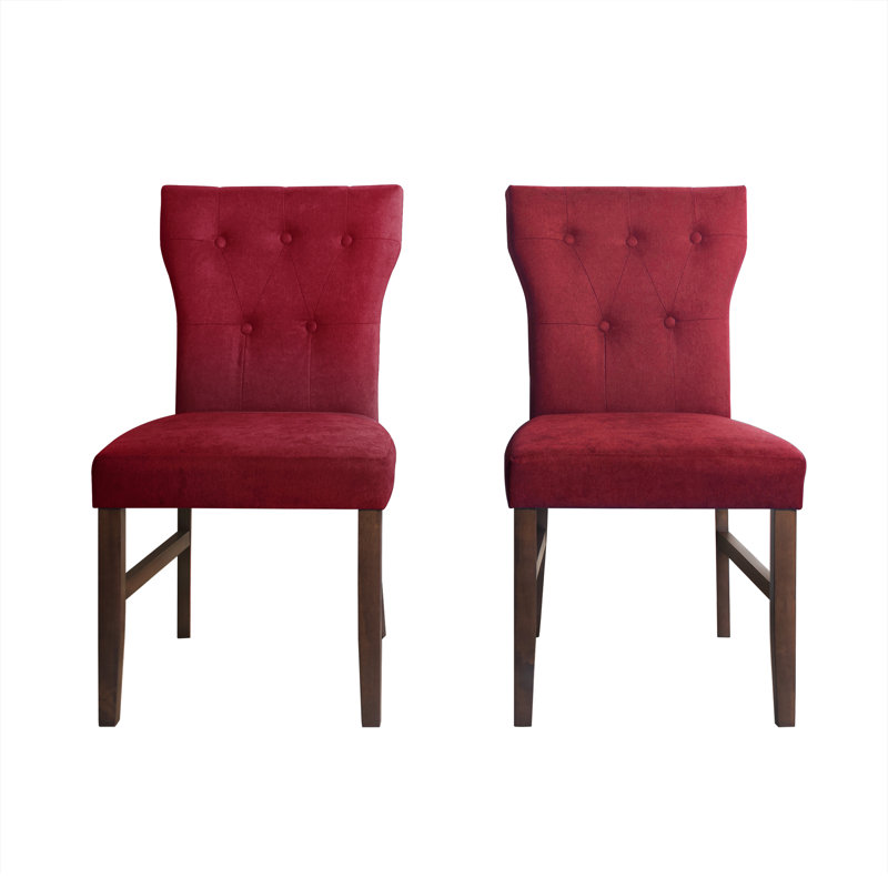 Ast 18.90'' H Tufted Linen Upholstered Side Chair, Red
