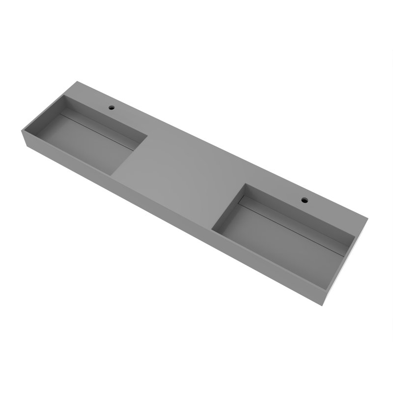 Lavabo de salle de bain vasque rectangulaire 72 po Juniper, gris