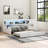 Solid Wood Full Size Multi-Functional Daybed With Trundle, Built-in Storage, USB Charging and LED Lighting, White-Toned
