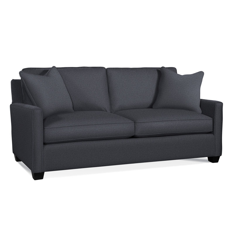 Nicklaus Sofa, Gel Memory Foam Mattress, Black, Light Blue Performance Fabric; 0851-55