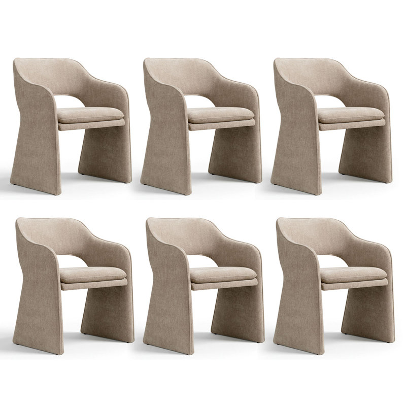 19" Seat Height Upholstered Dining Armchair, Khaki