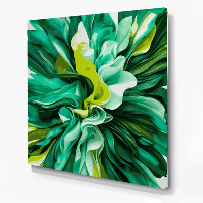Aquarelle abstraite 43, art mural en métal vert