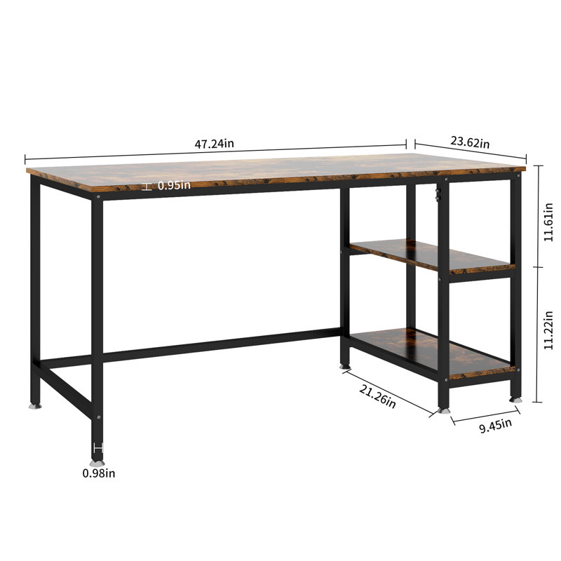 120cm W Rectangle Writing Desk, Rustic Brown/Black