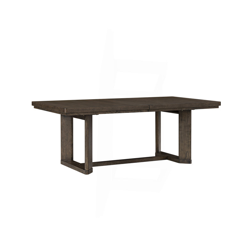Dark Oak Trestle Dining Table with Leaf