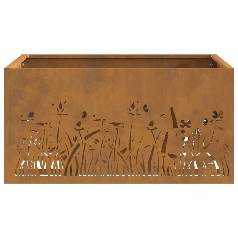 Modern Steel Fire Pit, Brown, 30cm H x 60cm W x 60cm D