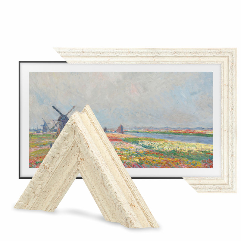Cadre télé rustique pour cadre Samsung, 32", Blanc rustique