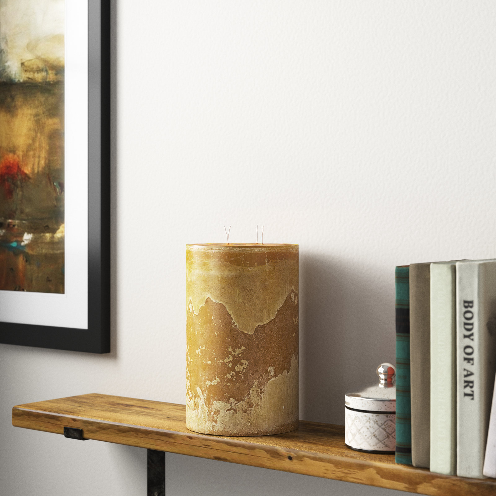 Pillar Super Unscented Candle, Chamois, 11.8" H x 7.5" W x 7.5" D