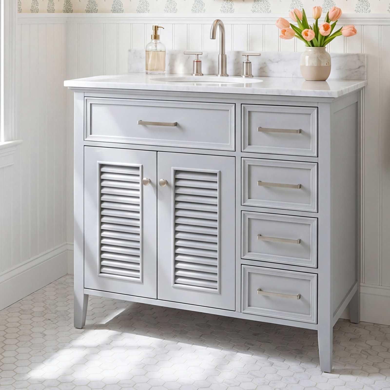 Chamblee 37'' Single Bathroom Vanity, Left, Gray