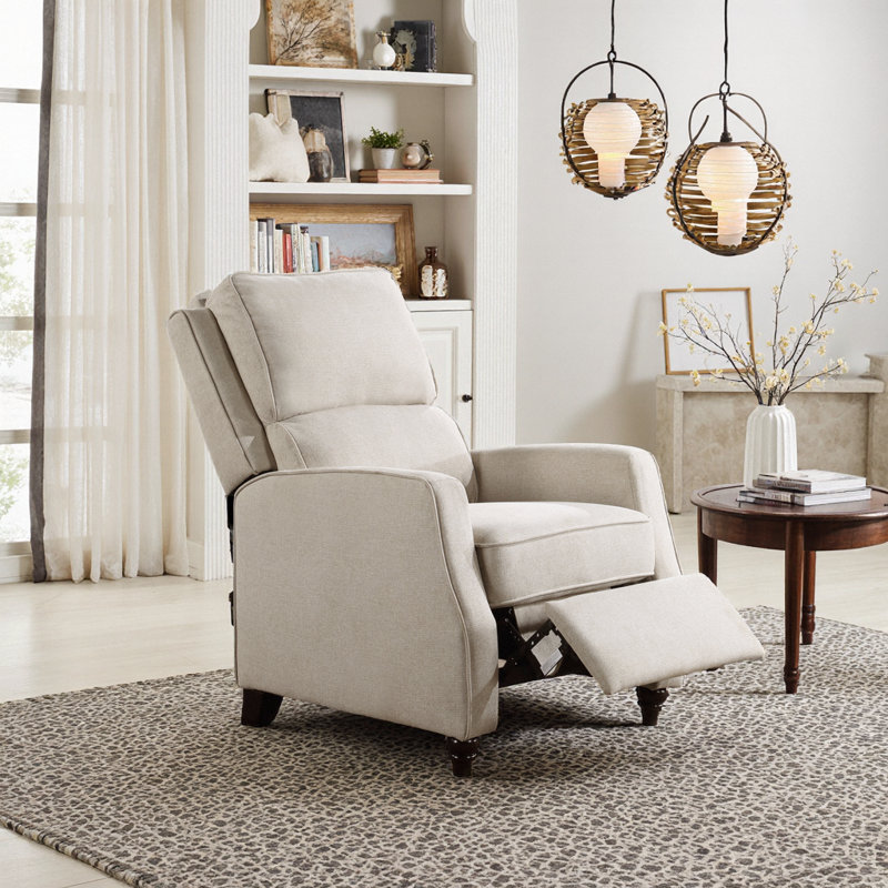 Elegant Push-Back Recliner Chair | Transitional Comfort | Solid Wood Frame | Effortless Reclining Motion for Ultimate Relaxation