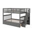 Lit superposé double avec tiroirs, escalier de rangement et garde-corps, convertible en 2 lits séparés-684836693