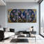 Plantes et fleurs, fleurs de lavande, décorations dorées, ensemble de 3 impressions sur toile-1802591148