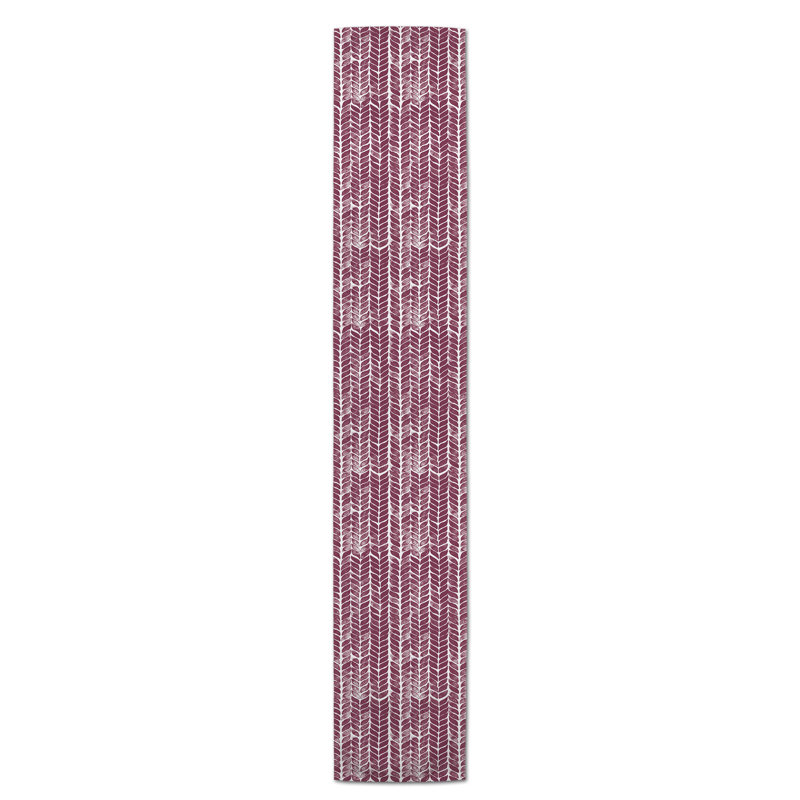 Maribeth Geometric Table Runner, 72" x 16", Burgundy, Geometric 2