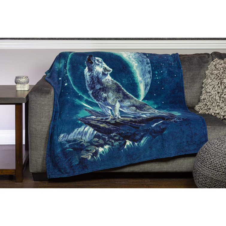 Celestial Wolf Plush Fleece Throw Blanket - Ultra-Soft, Cozy