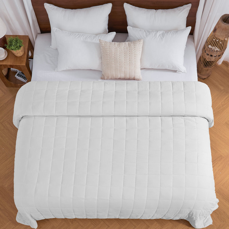 Luxury Quilted Weighted Throw Blanket, White, 20lbs, 80" W x 87" L