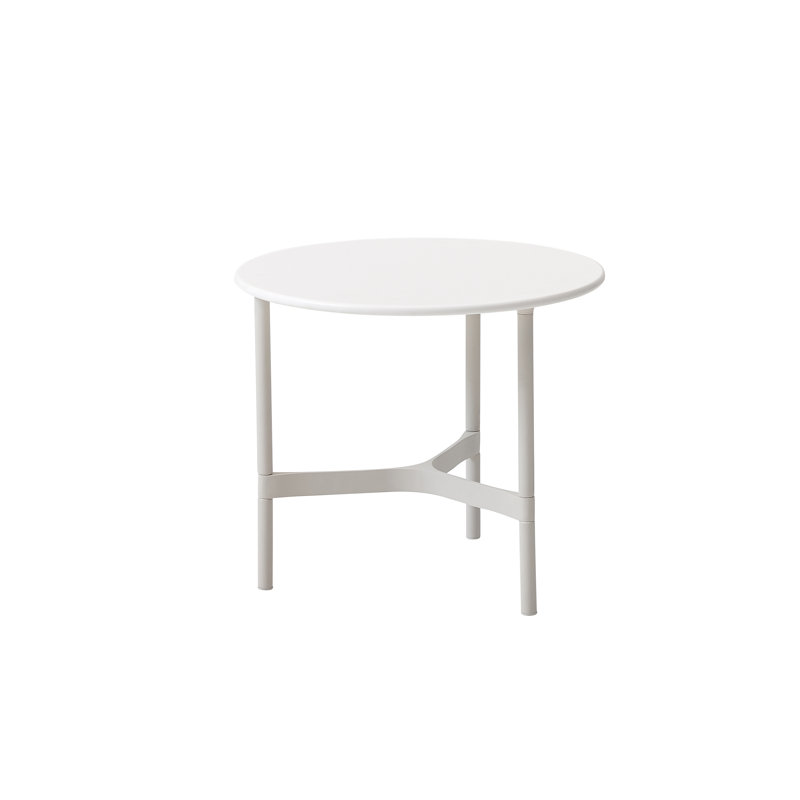 Twist Outdoor Round Coffee Table, Ceramic Beige, 17.8", Light Gray