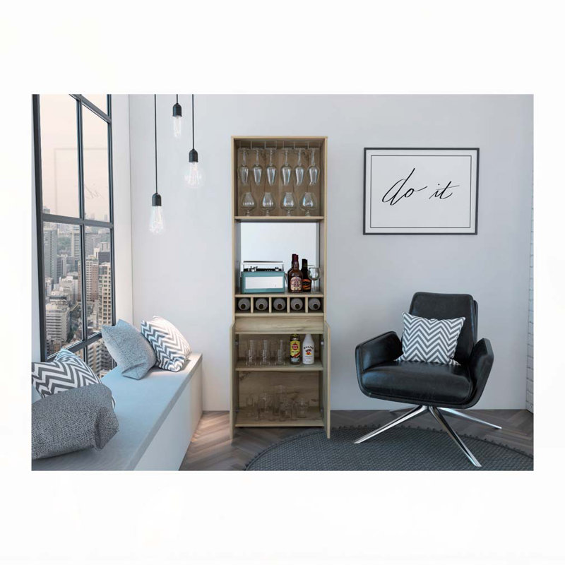 Barre de rangement à 5 tablettes en chêne clair