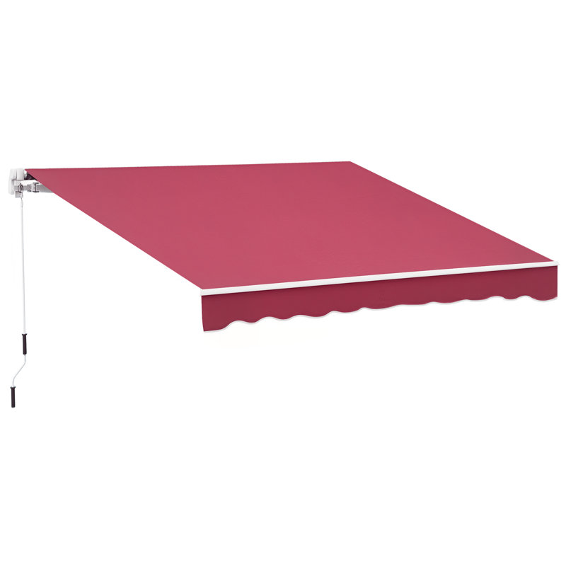 Manual Retraction Slope Patio Awning, Wine Red, 156" W  x 96" D