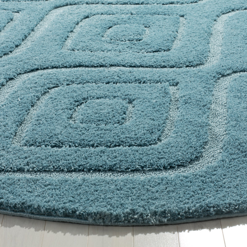Ashburnham Olympia Shag Performance Geometric Rug, Round 6'7"