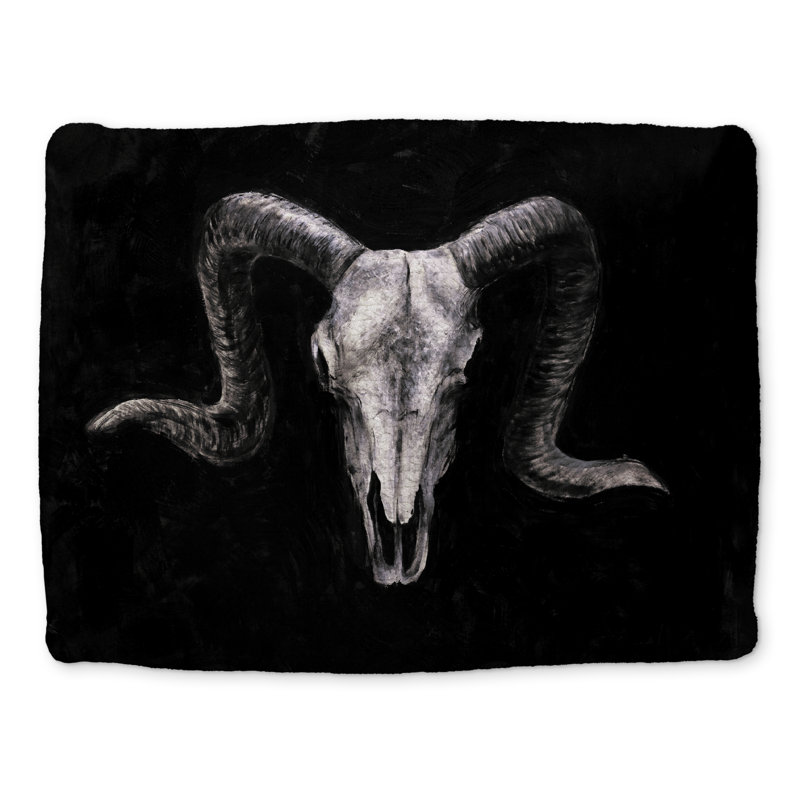 Napperon gris crâne de bélier - décor de polyester tressé