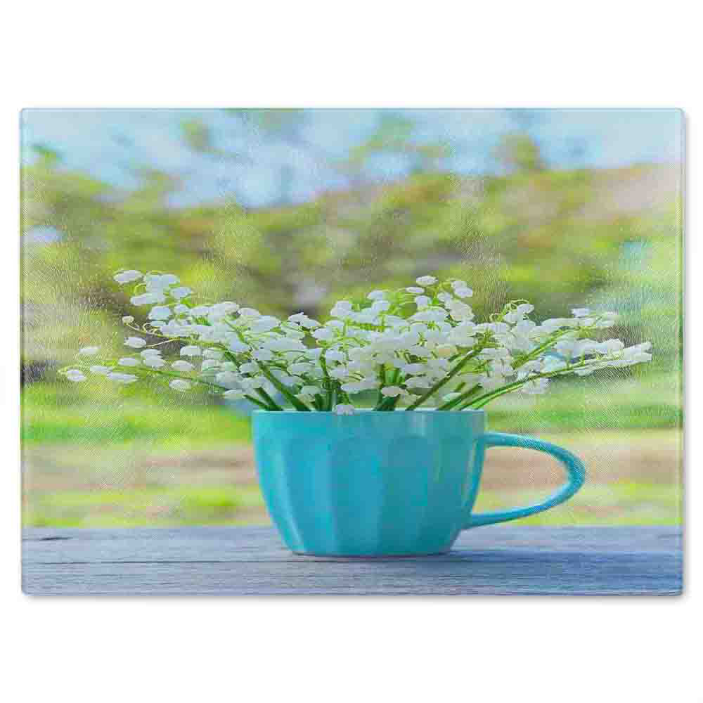 Lily Of The Valley Glass Chopping Board