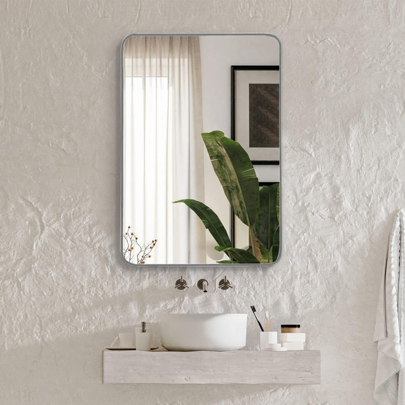 Miroir mural pour salle de bain, 30 po x 22 po, Argent argent