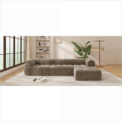 Sectional Sofas | Modern 122" L-Shaped RHF Chaise, Fully Assembled for Living Room | Foam,Polyester | Espresso