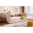 Twin Upholstered Bed, Pink Velvet Bed Frame With Hydraulic Storage, & Type - C Charging, Wooden Slats, And Comfortable For Working In Velvet, Storage Support-2121221388