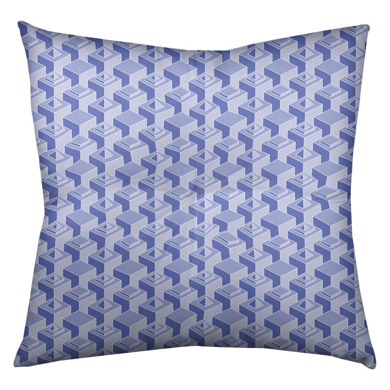 Coussin de sol classique de gratte-ciels, 30 po x 30 po, Bleu/blanc