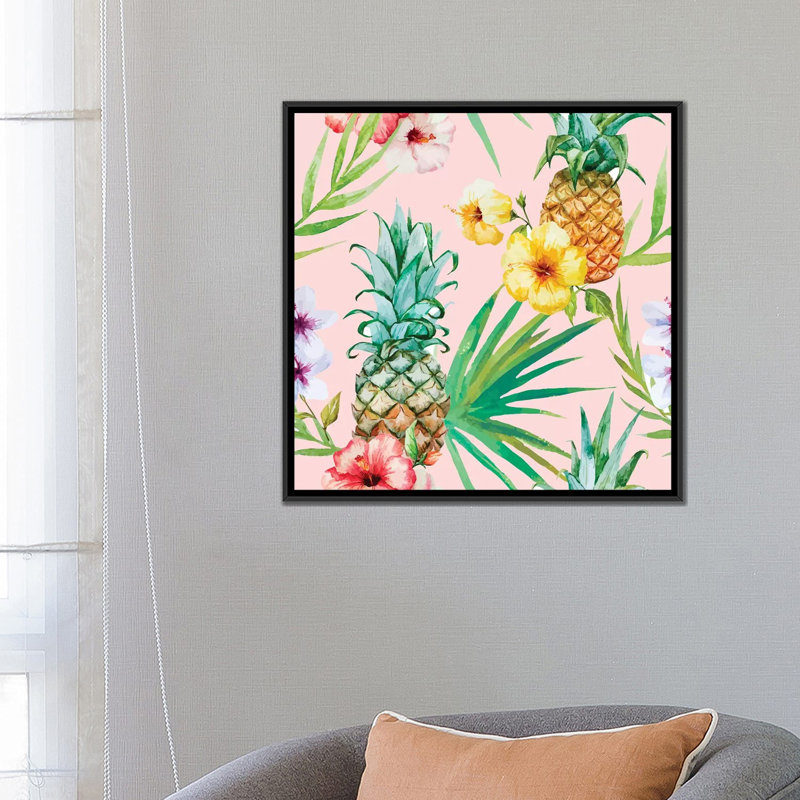«Hawaii», reproduction d'impression sur toile, H 18 po x l 18 po x P 1,5 po, Toile avec cadre flottant noir, Pas de tapis