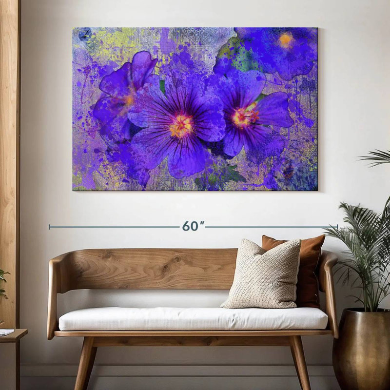 Fleurs mauves Harnek, H 34 po x l 51 po