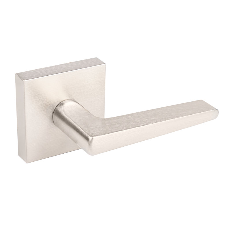 Levier de porte de passage Livia avec rosette carrée, Nickel satiné