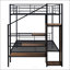 Lit superposé double en métal avec échelle de rangement latérale et garde-robe