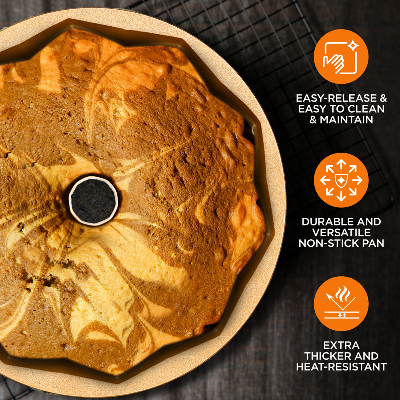 NutriChef Aluminum Non-Stick Round Fluted Cake Pan