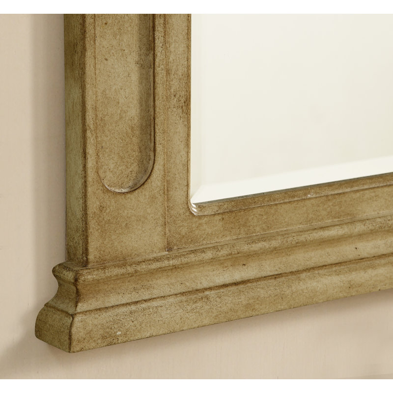 Hand-Painted Beveled Flat Wall Mirror , Tan, 36" x 24"