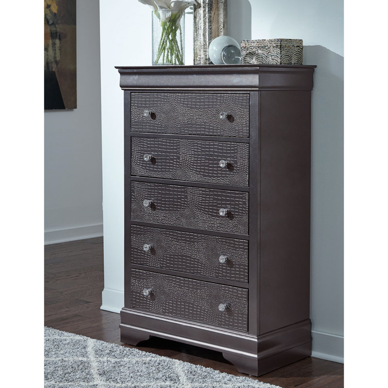 Commode en crocodile Shaker, Gris métallisé